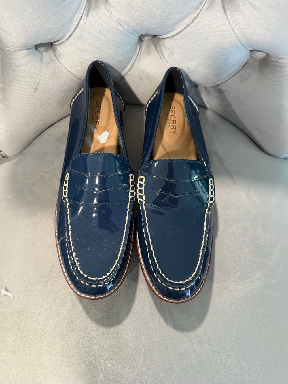 Sperry Glossy Navy Patent Penny Loafers